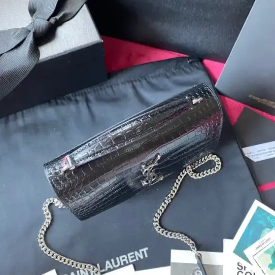 IN YSL CROCODILE-EMBOSSED SHINY SUNSET LEATHER 0523